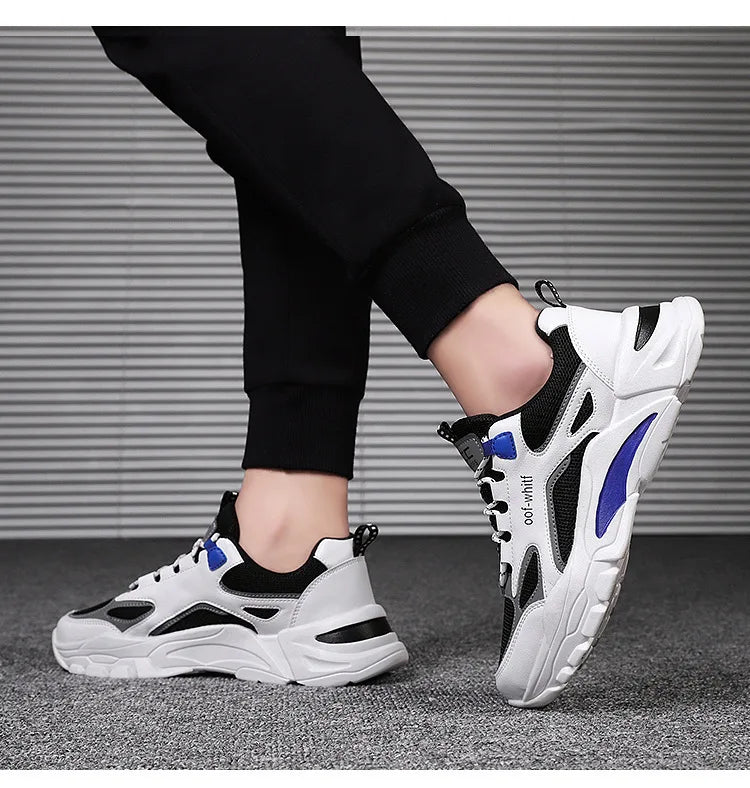 Summer 2025 New Men's Woven Mesh Running Shoes Breathable Elevated Chunky Sneakers Fashionable Korean Style Trendy
