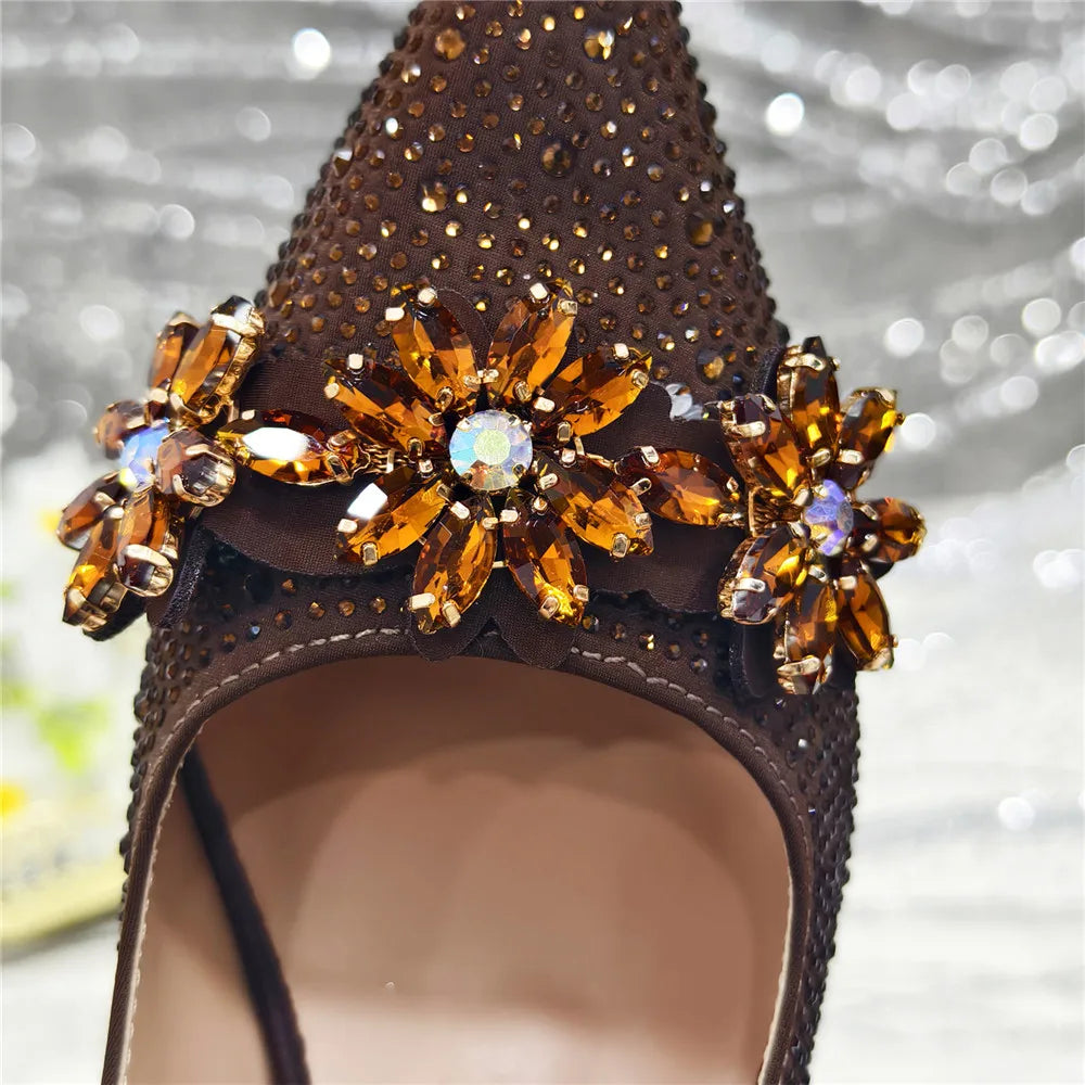 Popularity Pointed Toe High Heels Shoes and Bags Set With Rhinestone for Women Wedding Party Elegant Luxury Fashion