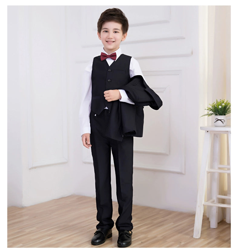 White Kids Boy Host Piano Handsome Suit