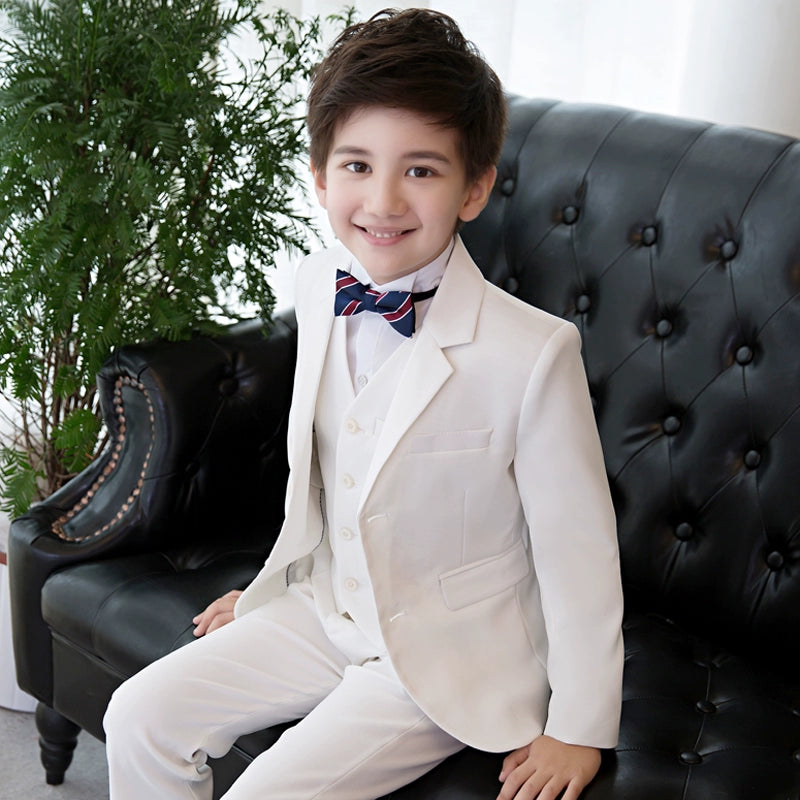 White Kids Boy Host Piano Handsome Suit
