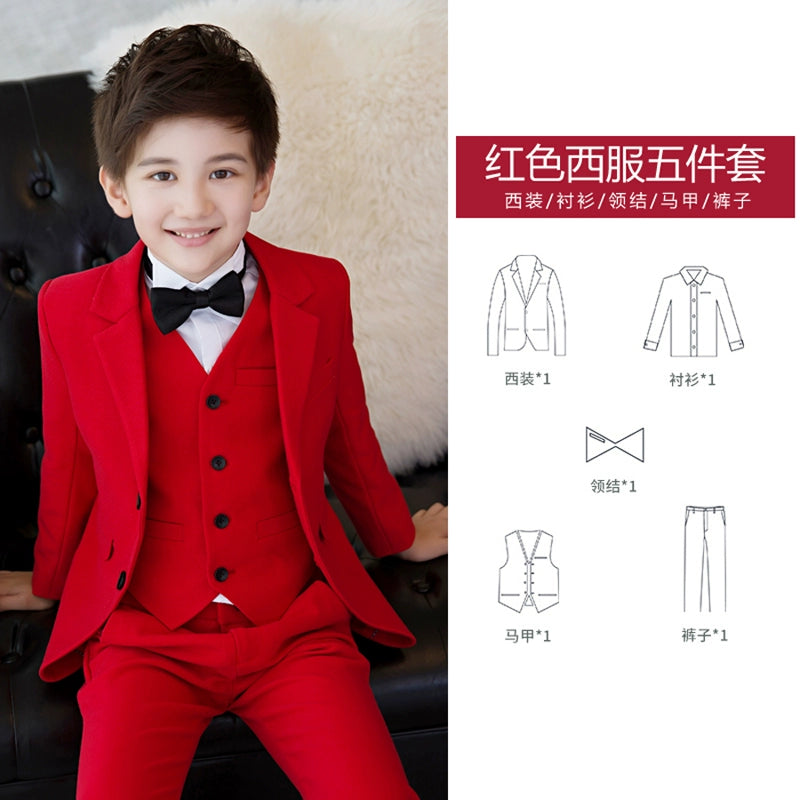 White Kids Boy Host Piano Handsome Suit