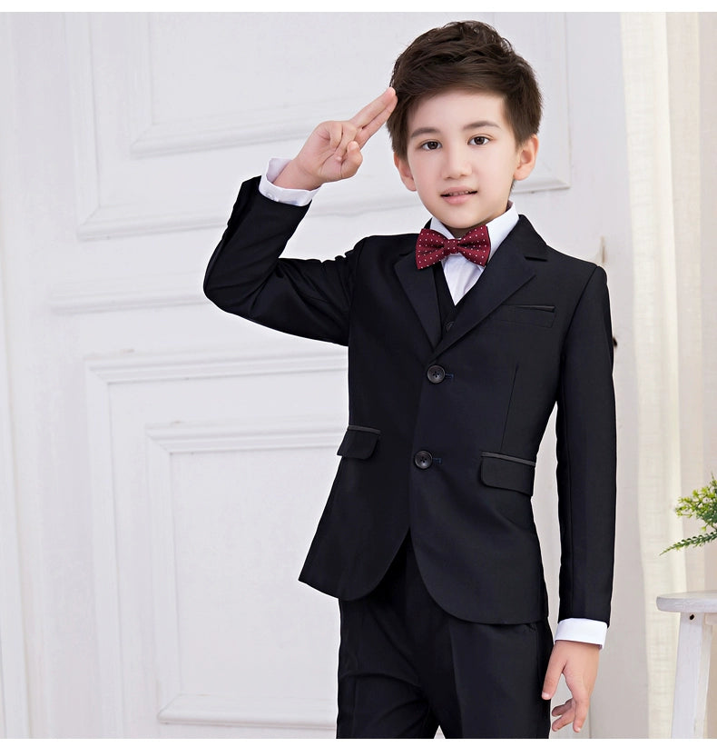 White Kids Boy Host Piano Handsome Suit