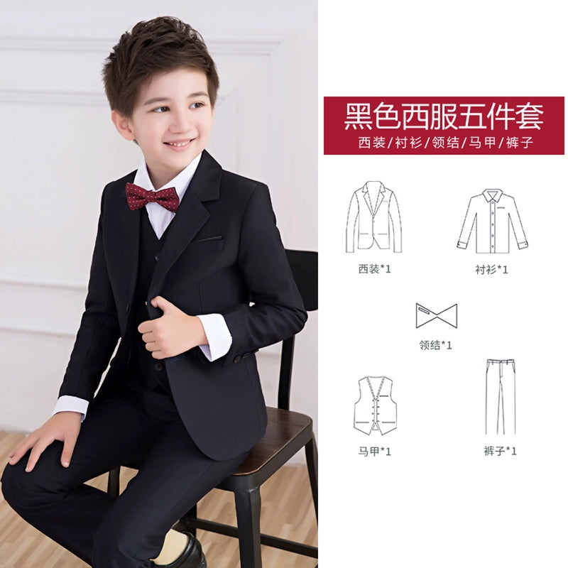 White Kids Boy Host Piano Handsome Suit
