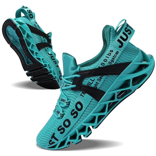 JSLEAP Men Running Shoes Walking Athletic for Men Casual Slip Fashion Sports Outdoor Shoes Lake BlueUS 6.5