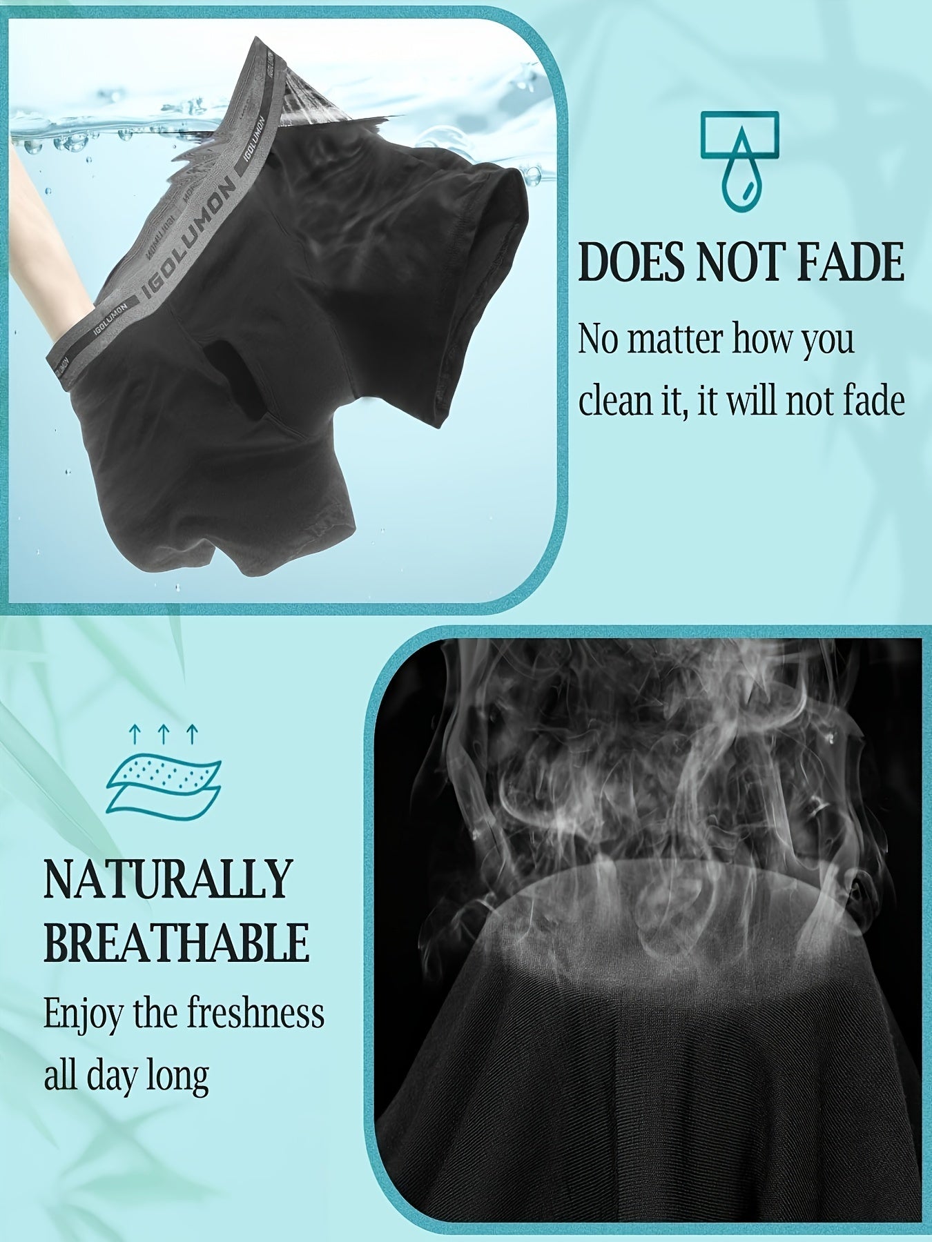 6 Pack Soft Bamboo Rayon IGOLUMON Mens Underwear, Breathable Boxer Briefs For Men Trunks With Fly