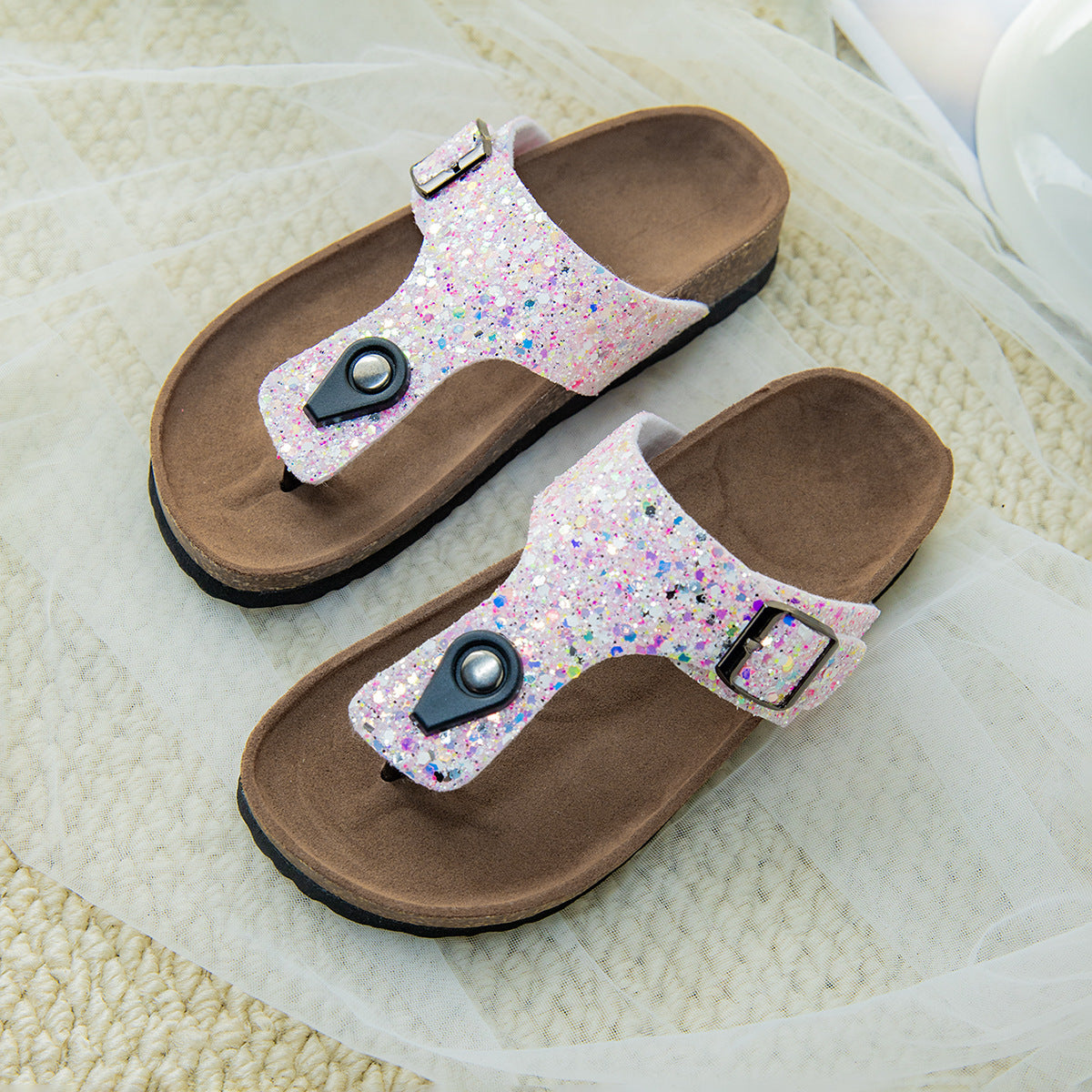 Cork Flip-flops Couples Shoes Beach Outdoor Slippers