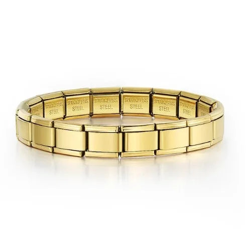 Trendy Square Italy Stainless Steel Bracelets For Women Men HipHop Metal Italian 18 Modules Bracelet Stretchable Jewelry