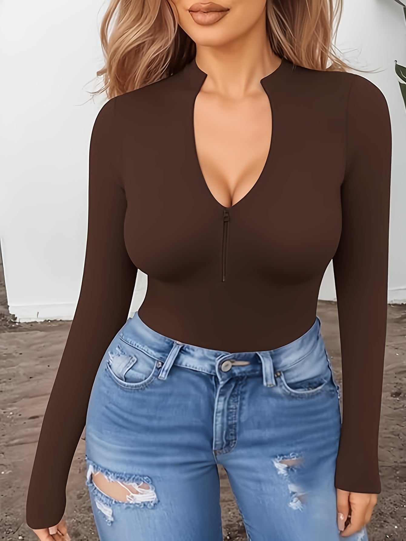 Women's Elegant Jumpsuit - Solid Color, High Stretch Nylon Knit Fabric - Yoga Bodysuit for Fall & Winter | Super High Support | Machine Washable