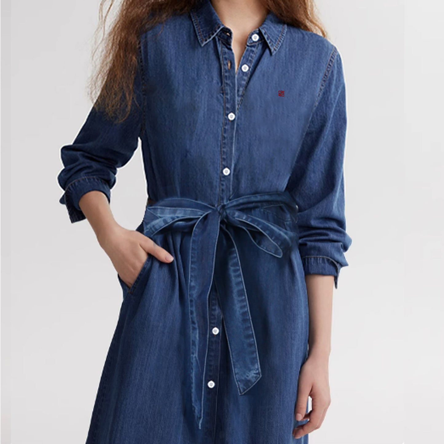 Temperament Long Sleeve Loose Slimming Denim Dress