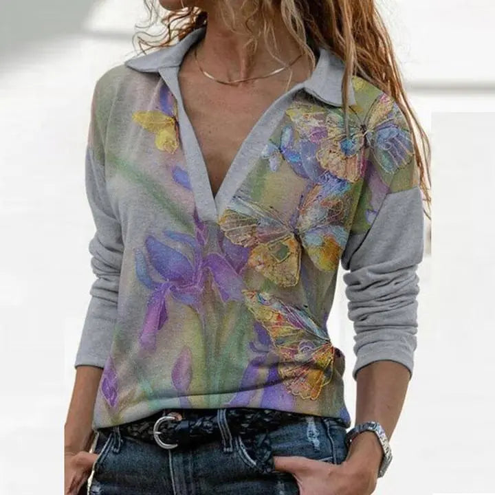 Casual Printed Pullover with Long Sleeves