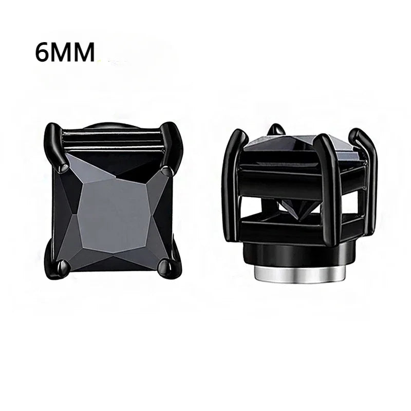 6 Pcset Crystal Strong Magnetic Ear Stud Clip Earrings for Men and Women Punk Round Zircon Magnet Earrings Non Piercing Jewelry