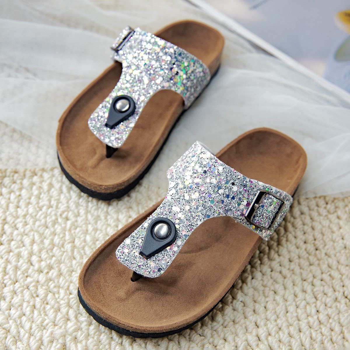 Cork Flip-flops Couples Shoes Beach Outdoor Slippers