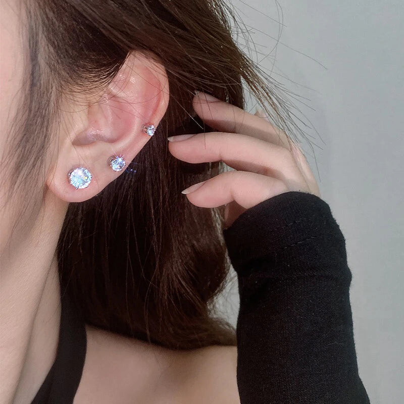 1Pair Fashion Crystal Magnetic Clip Ear Stud Non Piercing Earrings Fake Earring Gift for Men Women Jewelry