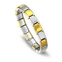 Trendy Square Italy Stainless Steel Bracelets For Women Men HipHop Metal Italian 18 Modules Bracelet Stretchable Jewelry