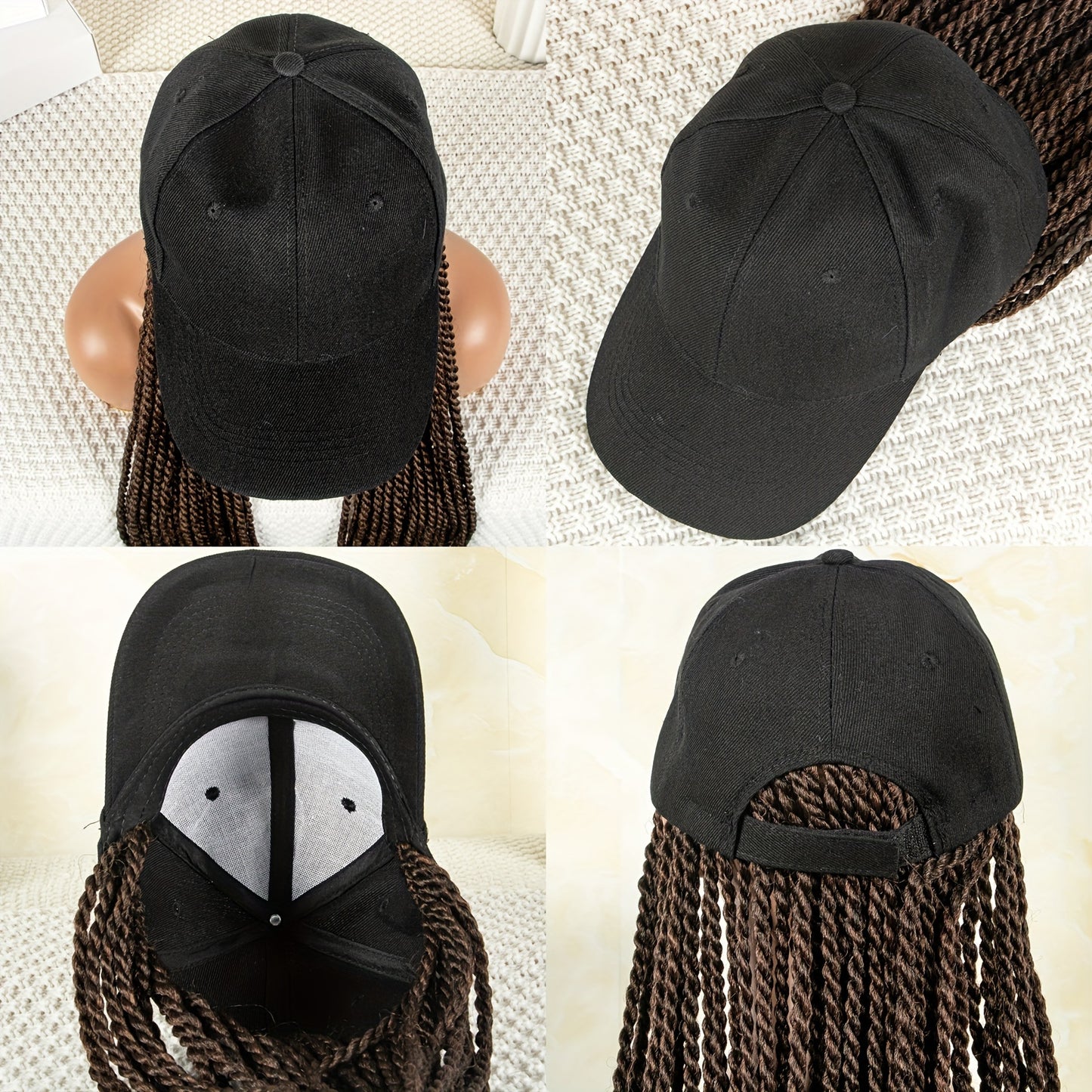 Baseball Hat Hooded Wig Hat Wig Braided Wig Long Wig For Women Synthetic Wig Beginners Friendly Heat Resistant