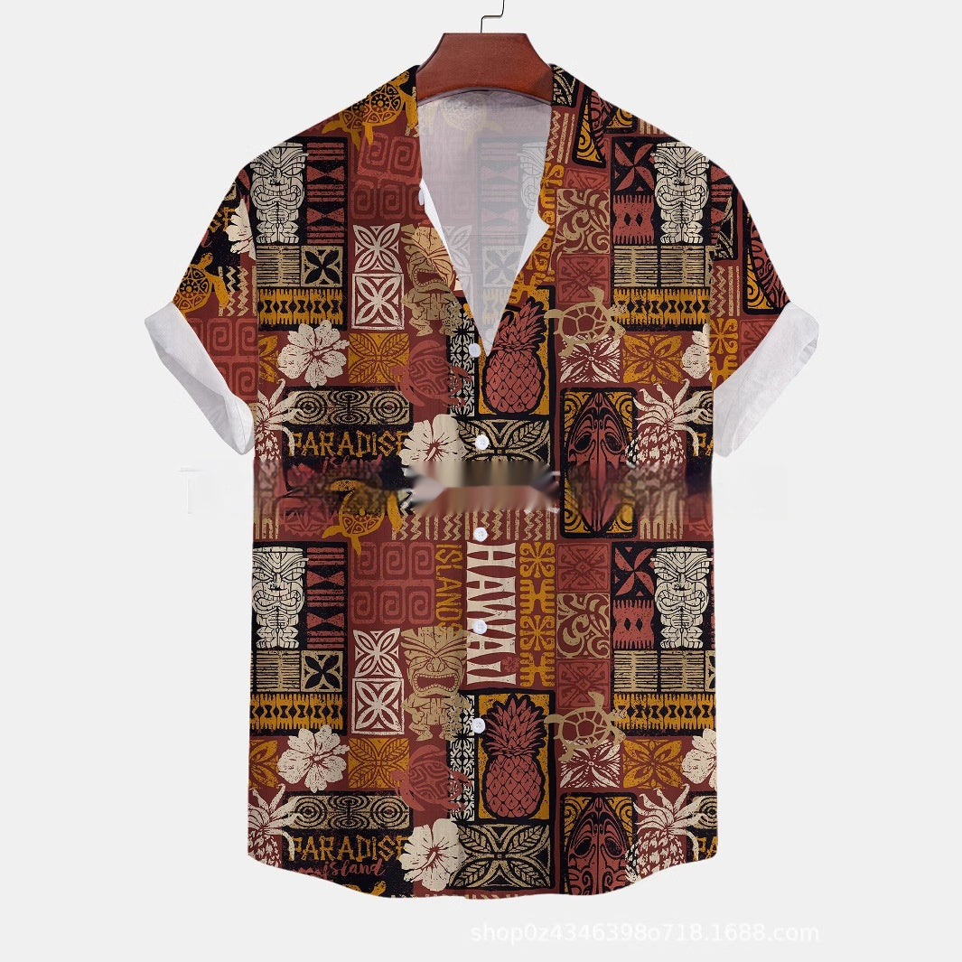 Casual Short-sleeved Shirt Printed Men