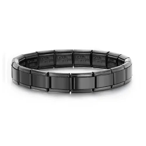 Trendy Square Italy Stainless Steel Bracelets For Women Men HipHop Metal Italian 18 Modules Bracelet Stretchable Jewelry