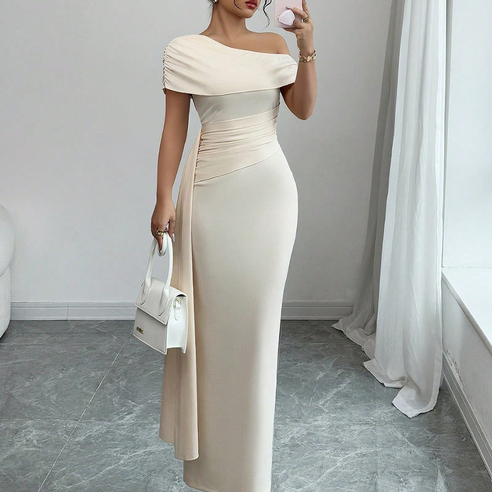 Strapless Solid Color Sleeveless Sheath Dress