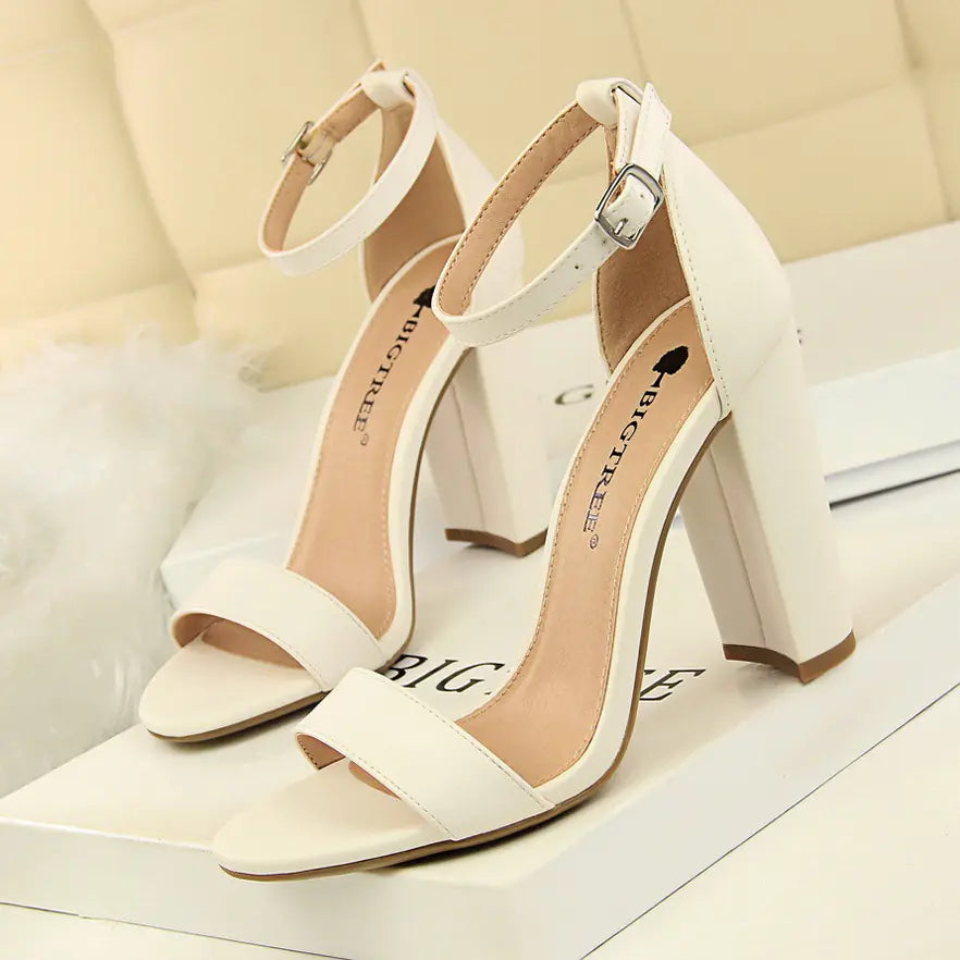 Summer High Heels, Fashionable Simple Chunky Sandals
