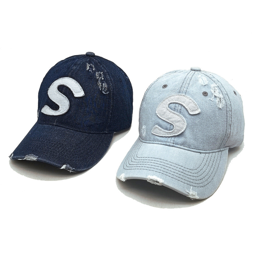 Soft Top Denim Baseball Cap Korean Couple Casual Peaked Cap