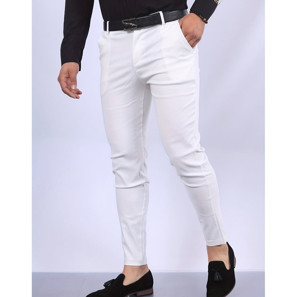 Men's Solid Color Faux Pocket Formal Casual Pants