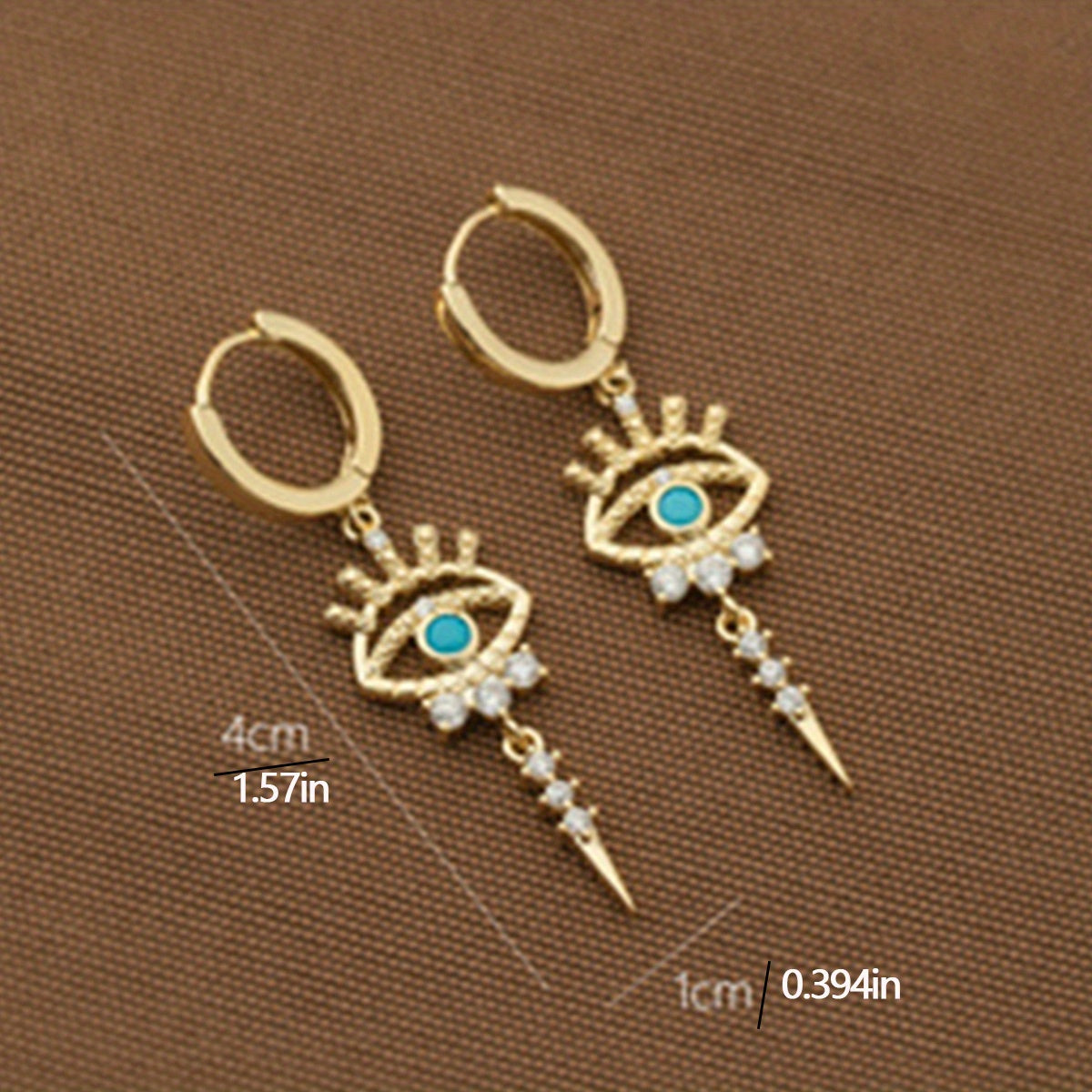 One Pair of Luxury Copper-Inlaid Synthetic Evil Eye Pendant Earrings Dating Gift