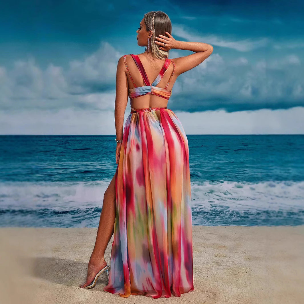 Fashion Personality Female Split Tied Dress