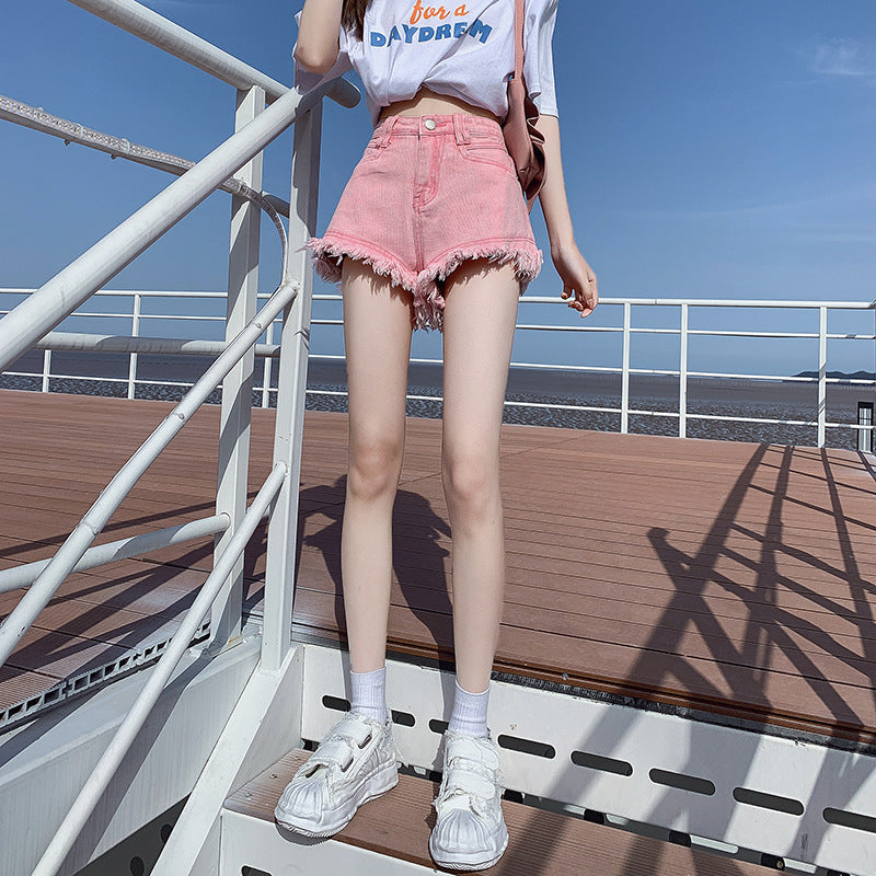 High Waist Denim Shorts Women's Summer Frayed