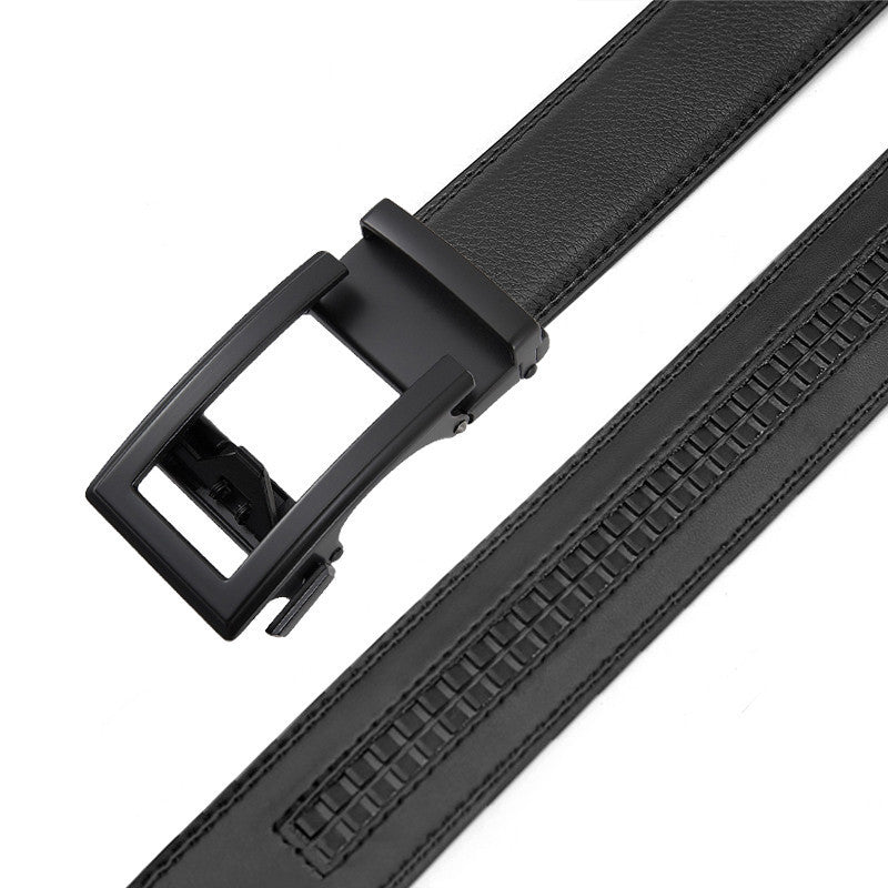 Men's Leather Belt Automatic Buckle Two-layer Cowhide Hollow