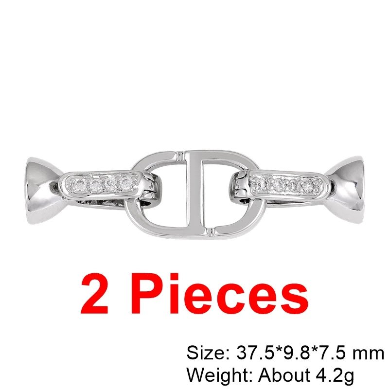 Juya Handmade Cubic Zirconia 18K Real Gold Plated Fastener Snake Hooks Clasps Accessories For Luxury Beads Chains Jewelry Making