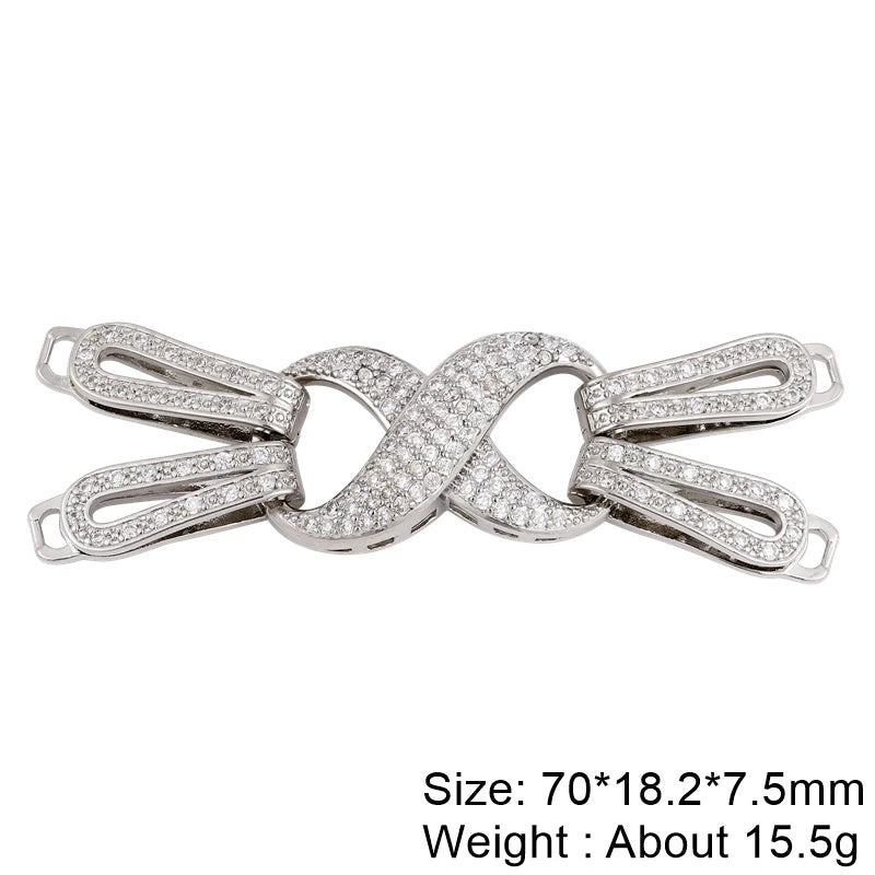 Juya Handmade Cubic Zirconia 18K Real Gold Plated Fastener Snake Hooks Clasps Accessories For Luxury Beads Chains Jewelry Making