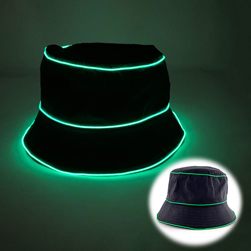 LED Luminous Embroidery Men's And Women's Solid Color Flat Top Sun Hat
