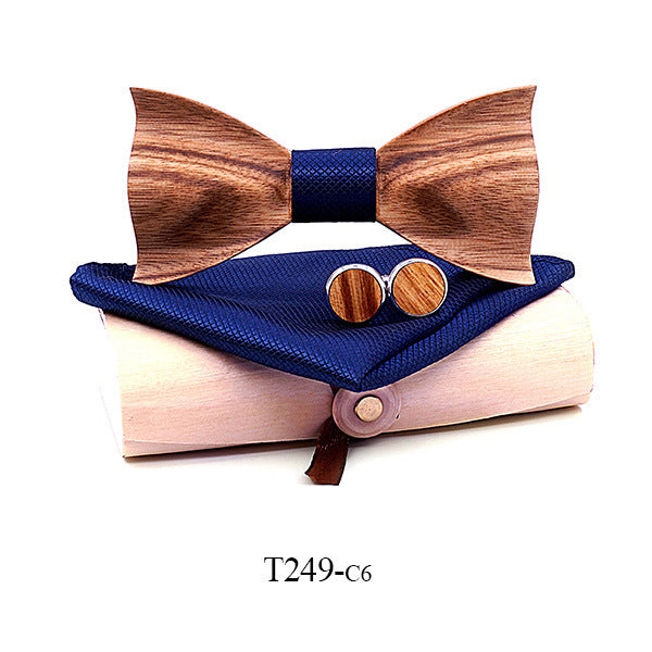 Zebra wood wooden bow tie