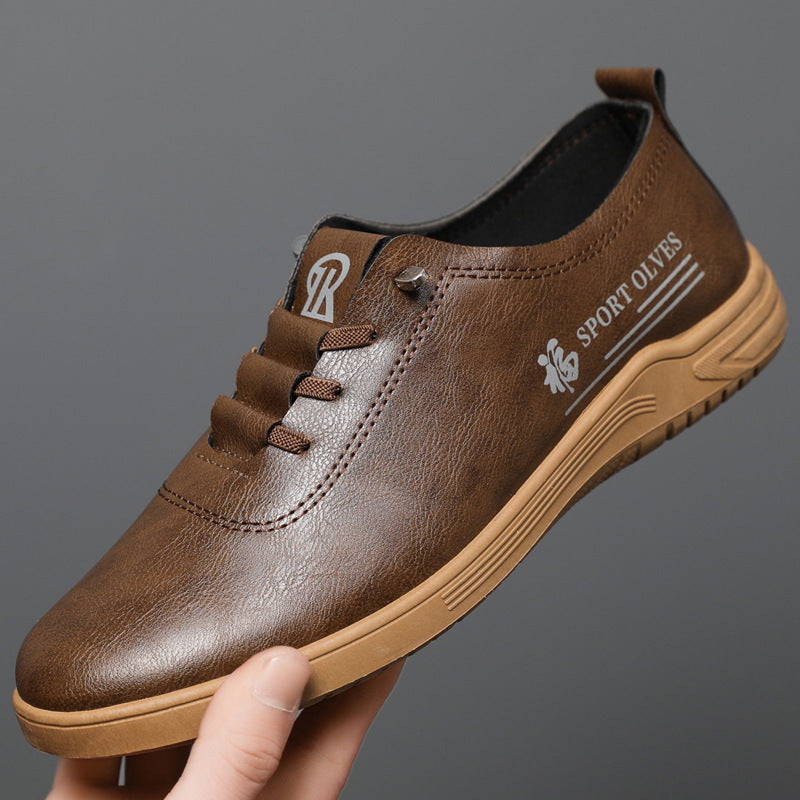 Men's Lace Up Casual Leather Shoes Fashion All-matching