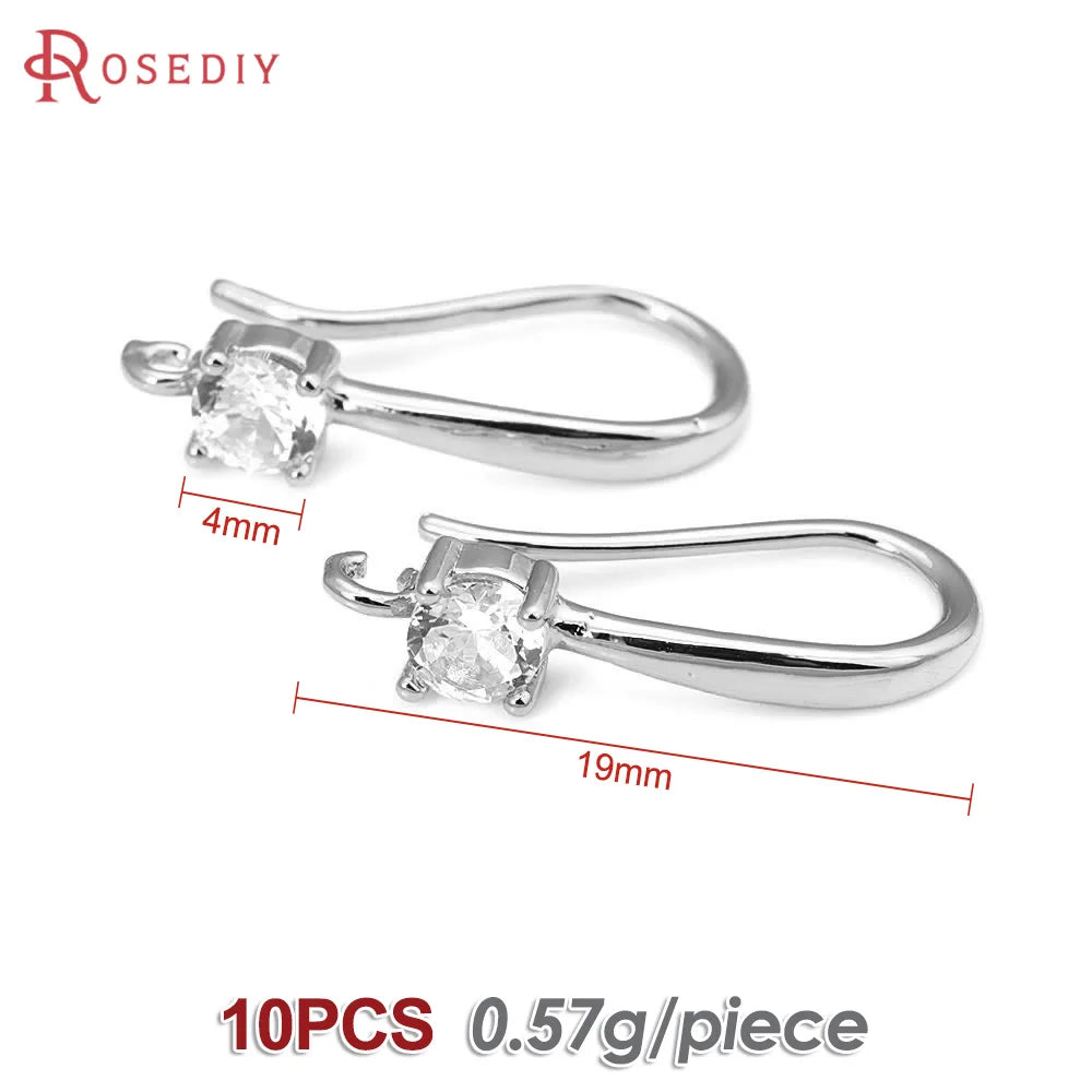 18K Gold Color Brass with Zircon Round Earrings Hooks High Quality Diy Jewelry Making Supplies Earrings Accessories for Women