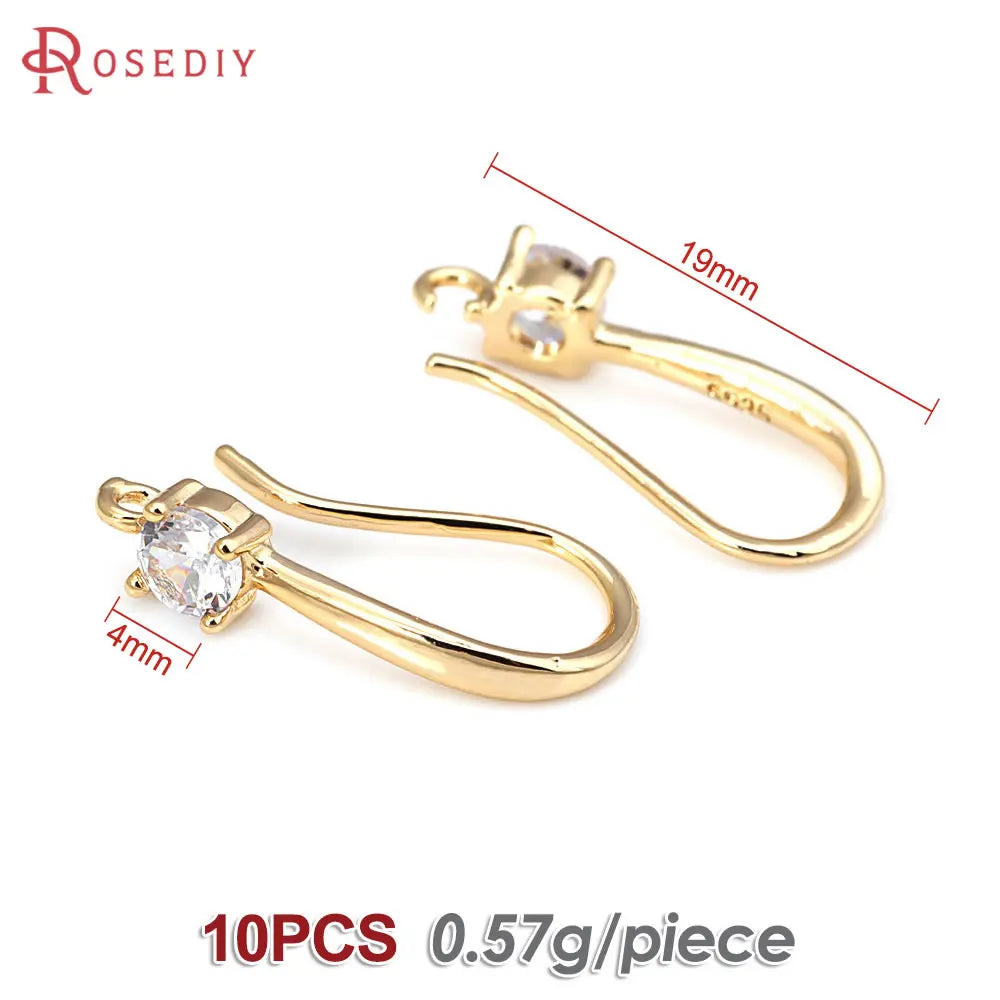 18K Gold Color Brass with Zircon Round Earrings Hooks High Quality Diy Jewelry Making Supplies Earrings Accessories for Women