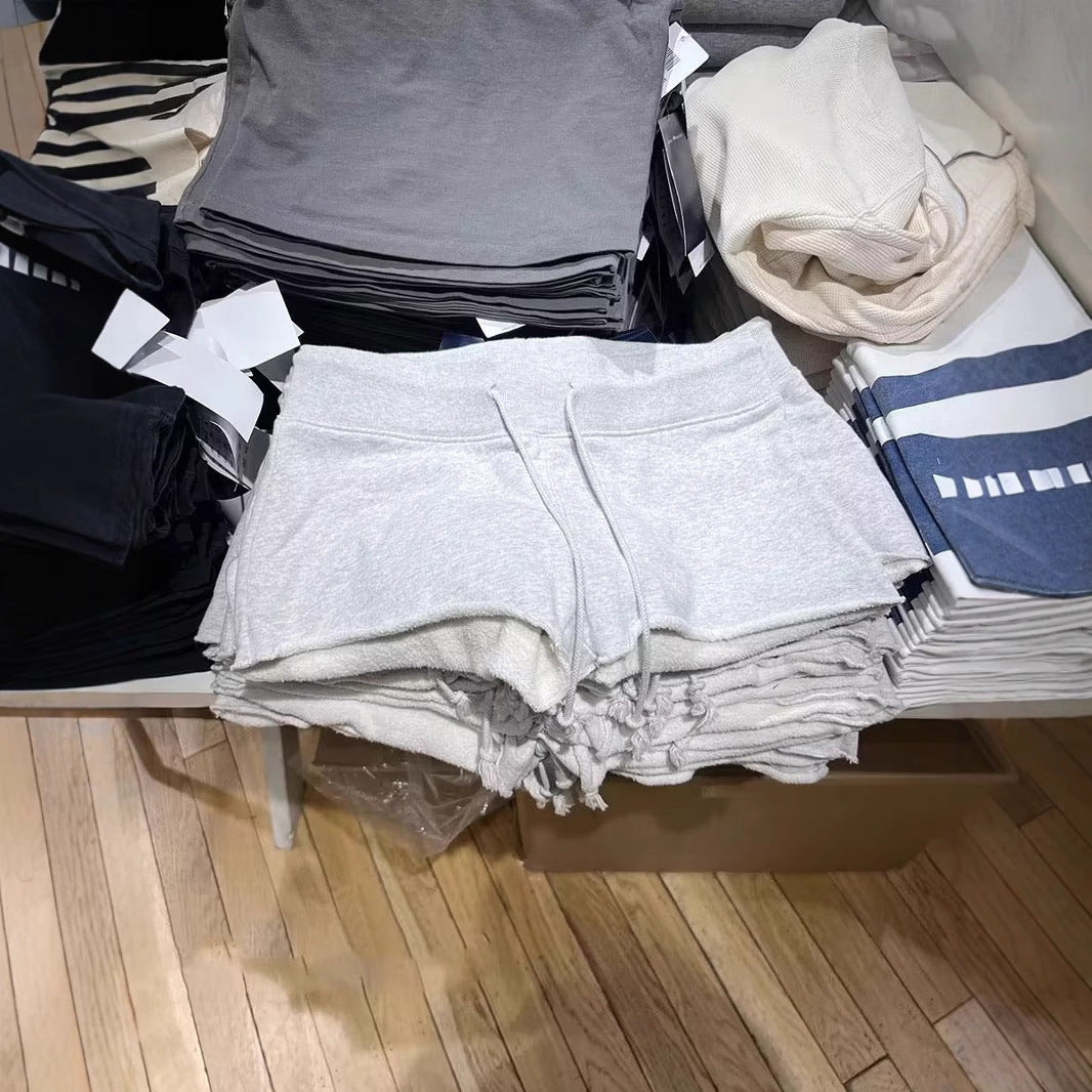 American Casual Sports Pants With Frayed Edges Slim Fit Women