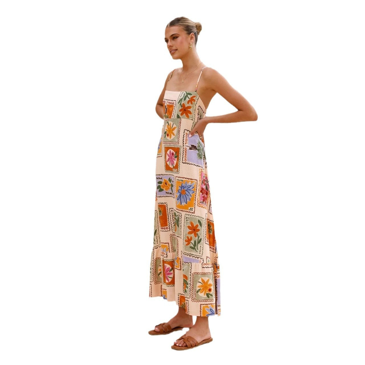 Vacation Style Casual Sling Vacation Style Large Swing Dress
