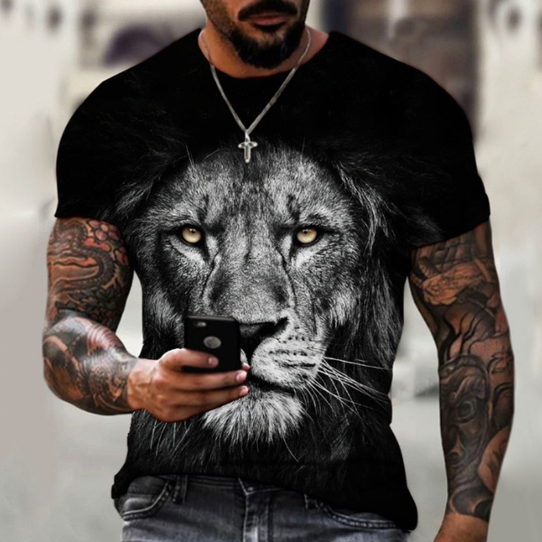 Men's Crew Neck Casual Beast 3D Digital Printing Short Sleeve