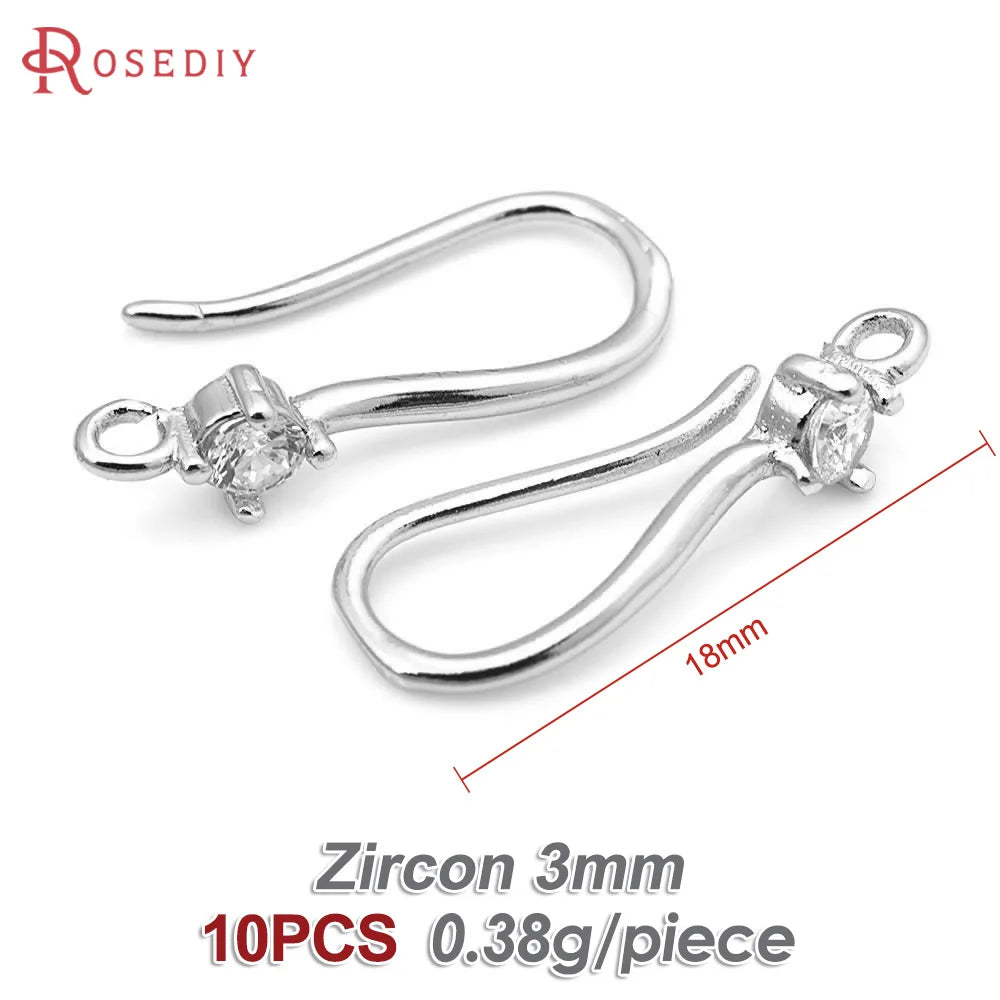 18K Gold Color Brass with Zircon Round Earrings Hooks High Quality Diy Jewelry Making Supplies Earrings Accessories for Women