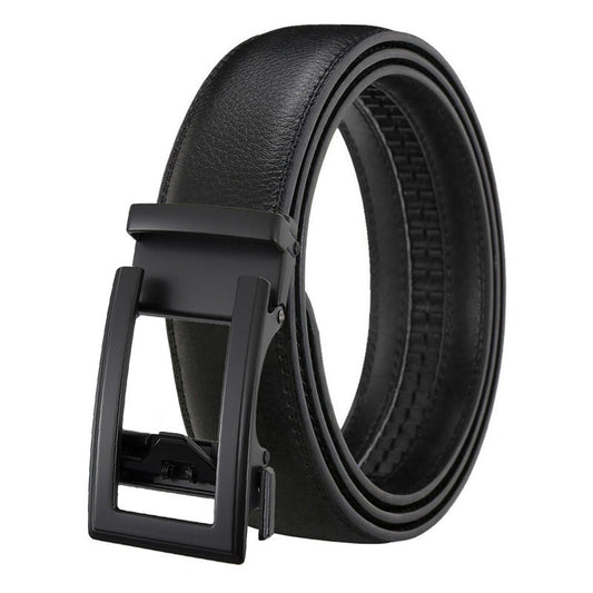 Men's Leather Belt Automatic Buckle Two-layer Cowhide Hollow