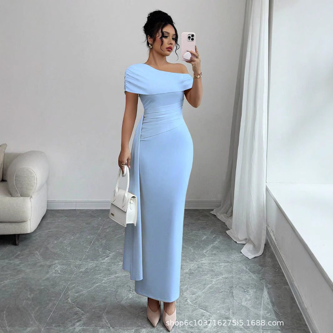 Strapless Solid Color Sleeveless Sheath Dress