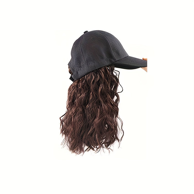 Hat Wig Medium Long Curly Wavy Wig For Women Synthetic Wig Beginners Friendly Heat Resistant For Daily Use Halloween Christmas