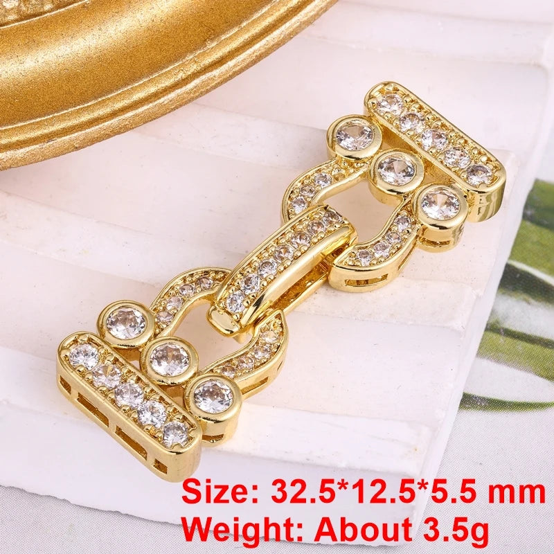 Juya Handmade Cubic Zirconia 18K Real Gold Plated Fastener Snake Hooks Clasps Accessories For Luxury Beads Chains Jewelry Making