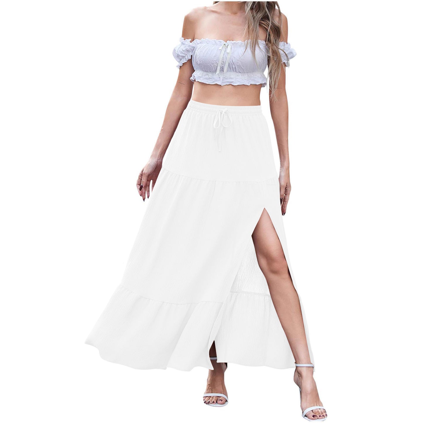 Women's Bohemian Solid Color Side Slit Skirt