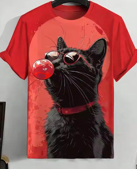 Men's Edo Cat Warrior Cartoon 3D Printed Casual T-shirt