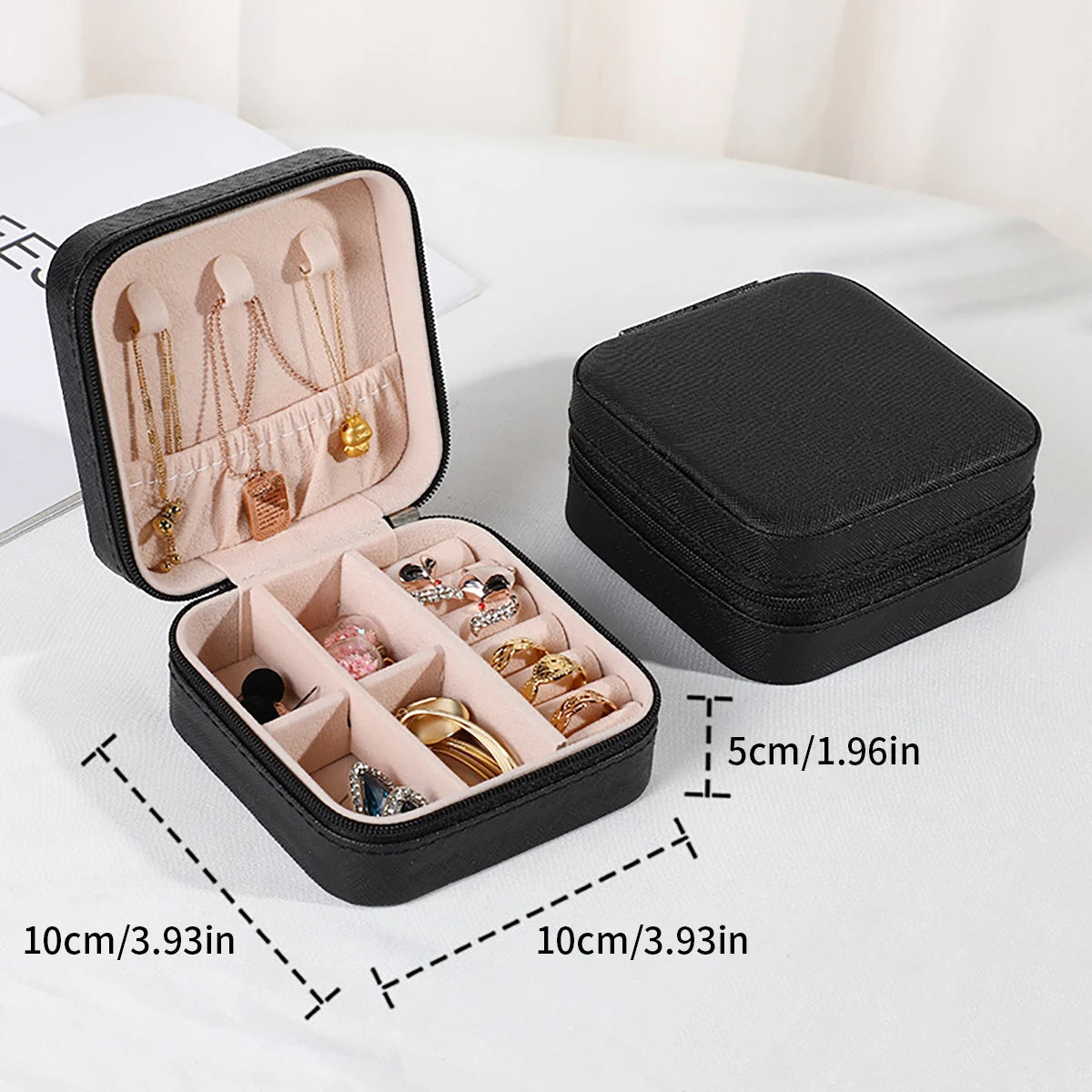 PU Leather Jewelry Mini Storage Box Travel Home Bracelet Earrings Storage Display Case For Women Ring Jewelry Portable Organizer