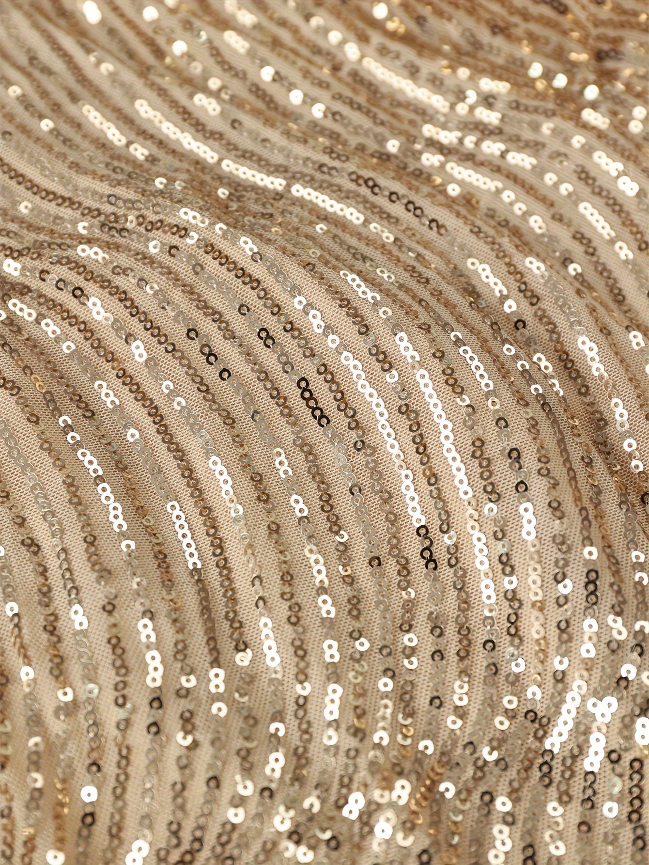 Elegant Backless Sequin Midi Dress with Wave Pattern, Cross Straps & High-Low Hem - Perfect for Parties & Formal Events, Polyester, Spring/Summer Collection, Party Dress | Elegant Backless Dress | Polyester Fabri