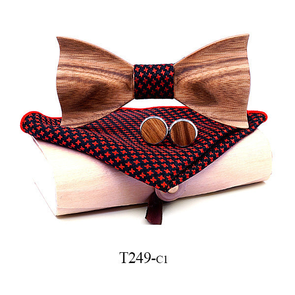 Zebra wood wooden bow tie