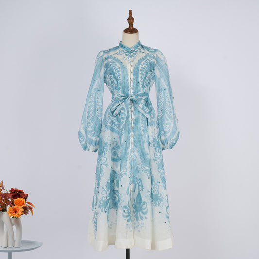 Seaside Vacation Summer Round Neck Slim Fit Dress